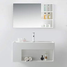 ZTGL Lavabo Bagno Sospeso con Mobile, Design Moderno Lavandino Bagno in Marmo Artificiale, con Portasapone Rimovibile, Bianco,600mm