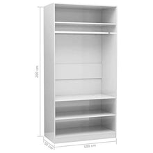 Cikonielf Armadio Aperto Camera da Letto con 3 Piccoli Scomparti 1 Ampio Scomparto con Asta per Appendere i Vestiti 100 x 50 x 200 cm Bianco lucido