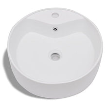 Roderick - Lavabo da bagno in ceramica con foro di troppopieno bianco, dimensioni: 465 x 155 mm (diametro x H).
