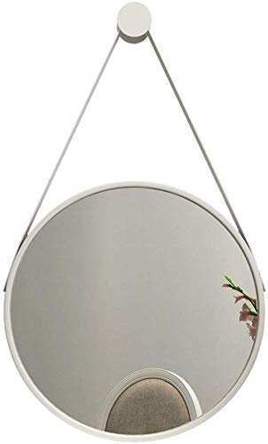 JKCKHA Europeo in Ferro battuto a Parete Specchio Appeso Rotonda Creativa Specchio spogliatoio e spogliatoio Specchio del Bagno (Colore: Bianco, Dimensione: 60cm) Decorazioni per la casa