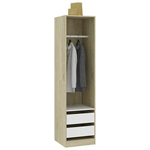 Tidyard Armadio Vestiti Salvaspazio Moderno Truciolato con 2 Cassetti,Guardaroba Moderno,Armadio con Cassetti,Armadio Salvaspazio,Armadio Camera da Letto,Guardaroba Armadio Ingresso 50x50x200 cm