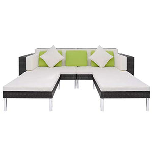 FAMIROSA Set Divani da Giardino 4 pz con Cuscini in Polyrattan Nero-2944