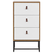 Beliani Cassettiera Legno Chiaro Gambe in Metallo Bianco Portaoggetti 91 x 49 cm