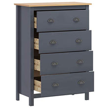 GOTOTOP Credenza Hill con 4 cassetti, mobile in legno, per camera da letto, soggiorno, cucina, 79 x 40 x 110 cm, grigio e marrone miele
