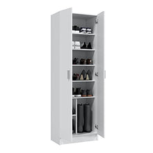 Furniturefactor Kawai B02 Armadio Multiuso a 2 ante, Melamina, Bianco, 180 x 59 x37 cm