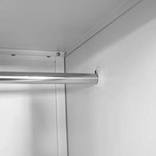Armadietto guardaroba in metallo con barra appendiabiti, ripiani e specchio, armadio da ufficio con 2 ante 180 x 38 x 45 cm