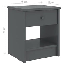 vidaXL Comodini 2 pz Grigio Scuro 35x30x40 cm in Pino Massello