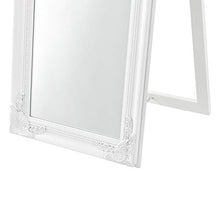 [en.casa] Specchio da Appoggio/Terra/Pavimento a Figura Intera Forma Rettangolare con Inclinazione Regolabile 160 x 40 cm Cornice in Eucalipto Stile Barocco - Bianco