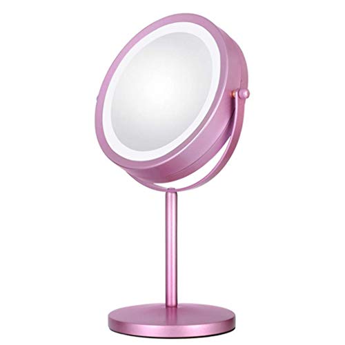Specchio per Il Trucco, Specchio nudoSpecchio con Illuminazione su Due Lati - LED con luci, 3X Specchio ingranditore con Supporto, Specchio cosmetico Rotondo
