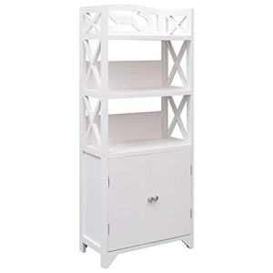 FAMIROSA Armadietto da Bagno Bianco 46x24x116 cm, Legno di Paulownia