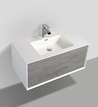 Yellow shop - Mobile Bagno Sospeso Cm 90 in Legno Completo di Lavabo in Marmoresina con E Senza Specchiera A LED Griff 900 Varie Colorazioni (Bianco/Cemento Completo (Mobile + Lavabo + Specchiera))