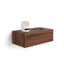 Mobili Fiver, Comodino sospeso Riccardo, Noce Canaletto, Nobilitato, Made in Italy, disponibile in vari colori