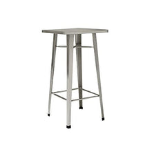 Tavolo bar e giardino alto stile industriale lamiera silver 70 x 70 centimetri