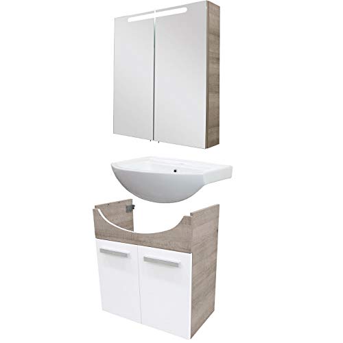 Fackelmann Set di mobili da Bagno Vero Mobiletto da Bagno/lavabo/Specchio