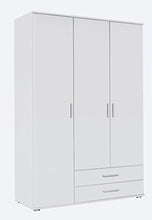 Rauch Möbel Rapido Armadio con 2 cassetti, 3 Ante, Pacchetto di Accessori Basic 3 Ripiani, 1 Asta Appendiabiti, Legno ingegnerizzato, Bianco, 52 x 127 x 188 cm