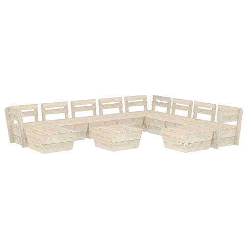 FAMIROSA Set Divani da Giardino su Pallet 11 pz in Legno Abete Impregnato