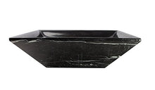 Yuchengstone - Lavabo Grande in Marmo Nero, Quadrato, con Motivo Decorativo, Pezzo Unico, Dimensioni: 47,5 x 47,5 x 14 cm (L x P x A), Peso: ca. 20 kg
