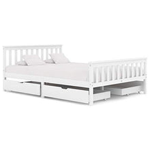 Lasamot Struttura Letto in Legno massello di Pino per Adulti, Bambini, Struttura Letto con 4 cassetti, Bianco, Dimensioni Materasso Adatte 140x200 cm (Senza Materasso)