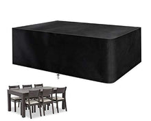 Mutsitaz Copertura per Mobili da Giardino, 420D Rettangolare Impermeabile Telo Poliestere per Mobili Esterni Tavolo e Sedie,242 x 162 x 100 cm Nero