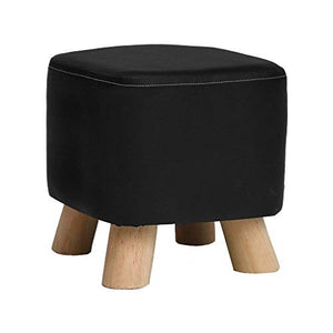 Mobili per la casa e Giardino Pouf Imbottito in Pelle PU, Sgabello Quadrato in Legno Sgabello in Legno ottomano Sedia Sgabello in Tessuto 4 Gambe Ottomani da Cucina (Colore : Nero)
