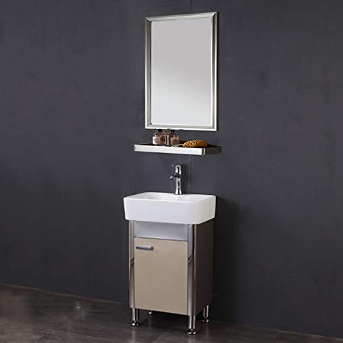 ZTGL Mobile Lavabo con Lavabo e Specchio, Mobile Lavabo da Terra, Mobile Bagno, Mobile Lavabo 480 x 830 mm,D'oro