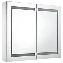 vidaXL Armadietto Bagno con Specchio e Luci LED con Ante e Ripiani Interni Elegante Moderno Funzionale Mobiletto Pensile 80x12,2x68 cm MDF e Melamina