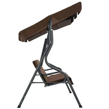 GOTOTOP - Dondolo da giardino con parasole impermeabile, 170 x 110 x 153 cm, a 3 posti, per giardino e cortile, carico 250 kg, caffè