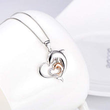 Baoxiaohed Collana in Argento Sterling, Collana di Delfini Cuore in Stile Sterling Silver Fashion, Adatta per La Festa della Mamma, Regali di Anniversario E Regali di Compleanno