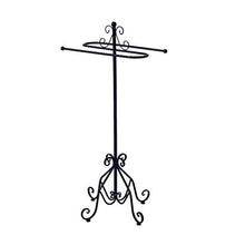 Wing Portasciugamani da Terra Bagno 2 Bracci Metallo Mensole Porta Asciugamani Porta salviette in Ferro battuto, 33 × 33 × 98 cm,Nero