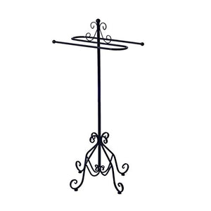 Wing Portasciugamani da Terra Bagno 2 Bracci Metallo Mensole Porta Asciugamani Porta salviette in Ferro battuto, 33 × 33 × 98 cm,Nero