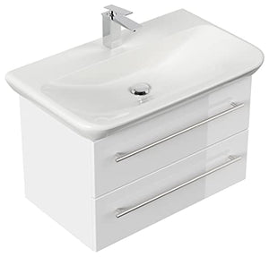 emotion MYDAY80CM000101DE - Lavabo con mobiletto, in Legno Bianco Lucido, 80 x 45 x 41,6 cm