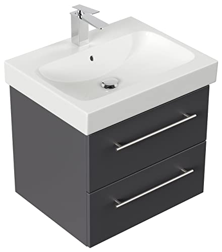 emotion Lavabo con mobiletto, Legno, Antracite Lucido, 60, 2 unità