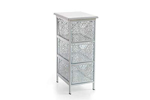 GICOS IMPORT EXPORT SRL Mobile mobiletto cassettiera in metallo colore bianco schabby chic 3 cassetti traforata 31 * 26 * 61 cm decorato arredamento casa EMP-792250