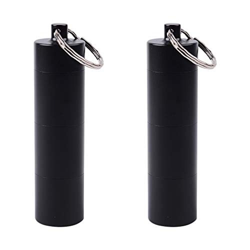 SUPVOX 2 PZ Portapillole Portachiavi Mini Impermeabile Contenitore Pillole Organizzatore Pillole Dispenser Pillole Scatole Custodia Vitamina per Viaggi (Nero)