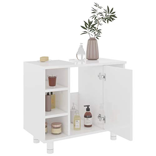 Festnight Armadietto da Bagno Mobile a Terra Sottolavabo in Truciolato con Ante e 7 Ripiani 60x32x53,5 cm -Disponibile in Tanti Colori Diversi