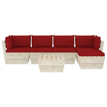 SKM Set Divani da Giardino su Pallet 6 pz con Cuscini Legno Abete (111kg) Rosso-3513
