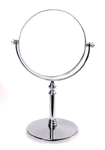 HIMRY Doppia Faccia Specchi da Trucco, Ingranditori 10X con Piedistallo, 14,7 cm 6 Pollici Specchio da Tavolo, Specchio Bagno per Trucco e Rasatura, Cromato, KXD3106-10x