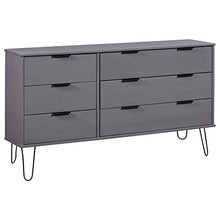 Tidyard Cassettiera Grigia 119,3x39,5x73,6 cm in Legno Massello di Pino
