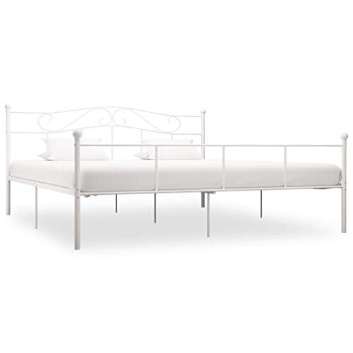 BIGTO - Struttura per letto in metallo e acciaio, per camera da letto, stile bianco, 180 x 200 cm