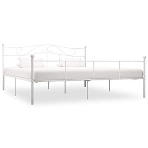 BIGTO - Struttura per letto in metallo e acciaio, per camera da letto, stile bianco, 180 x 200 cm
