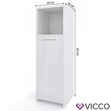 Vicco Mobiletto bagno medio Kiko Armadietto bagno Bianco/Cemento/Bianco lucido