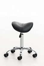 CLP Sgabello Lavoro Reno In Similpelle I Sgabello Pc A Sella Imbottito Regolabile 53-68 CM E Girevole Base In Metallo, Colore:nero