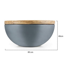 blumfeldt Blockhouse Lounge - Tavolo da Giardino, Basamento in Calcestruzzo, Piano in Legno, 80 x 40 cm (ØxA), Resistente a Intemperie, 2 vani di Presa per Trasporto, Estetica Realistica, Tondo