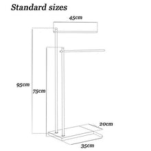 MOMD Piantana Porta Asciugamani 2 Bracci Porta Asciugamani Bagno da Terra, Portasciugamani e Appendiabiti, Metallo Piantana da Bagno Porta SalvietteB