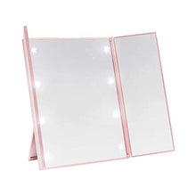 LILIS Specchio Trucco LED Trucco Specchi LED Desktop Tri-Fold Specchio di Bellezza Illuminato Luce Pieghevole Cosmetic Mirror for Powder Room E Bagno