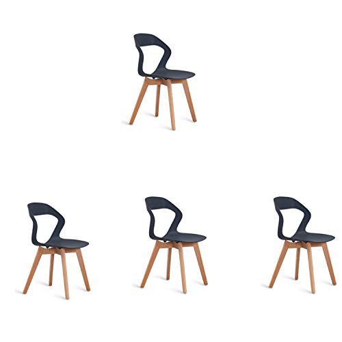 N/A Set di 4 sedie per Sala da Pranzo Semplice e Creativo braccioli in plastica braccioli Gambe Moderne per Cucina di casa Ristorante caffetteria Soggiorno (Nero)