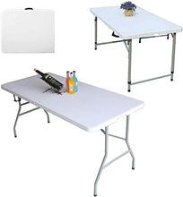 Tavolo da campeggio Tavolo pieghevole all'aperto 5ft per campeggio Picnic Garden Patio Party Catering Tables Pieghevole Pieghevole Duty Duty Duty 150KG Capacità robusta Portable Tavolo pieghevole mult