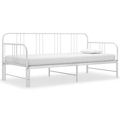 SKM Telaio Divano Letto Estraibile Bianco in Metallo 90x200 cm
