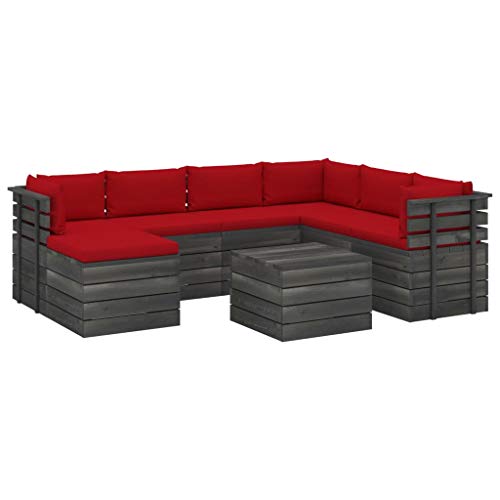 FAMIROSA Set Divani da Giardino su Pallet 8 pz con Cuscini Massello Pino-2049