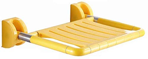 DZX Sedile Pieghevole per Bagno, Sgabello per Doccia, Sgabello a Muro, Sgabello a Muro per Doccia, Sedile Antiscivolo per Uomo Anziano (Colore: Giallo)
